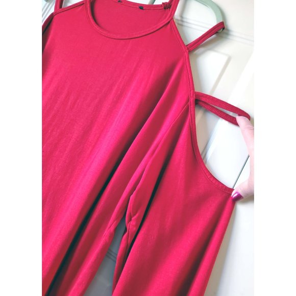 Red Top with Long Cut Out Sleeves with Straps - Picture 6 of 7